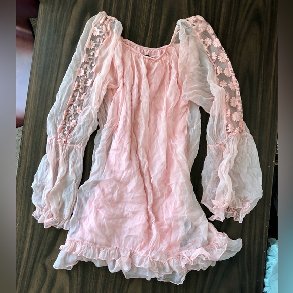 Boston Proper Silk sheer boho peasant style mini, Swim, cover-up, tunic sz S - Picture 10 of 16